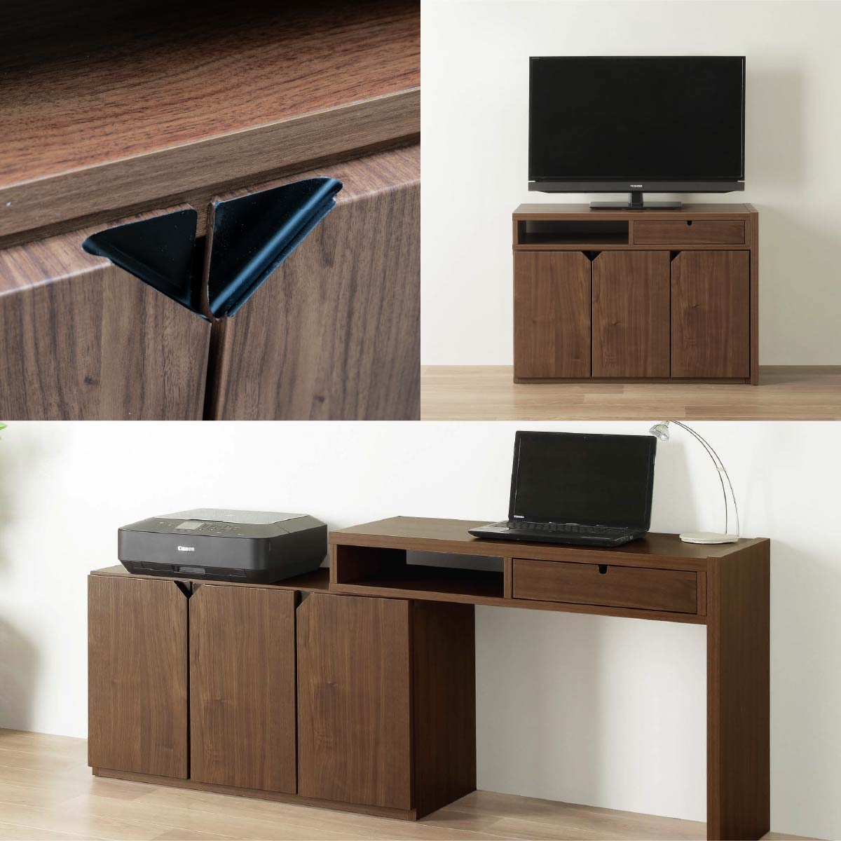 テレビ台 ハイタイプ 伸縮 収納 デスク OFF 100 TVB DESK｜家具の通販