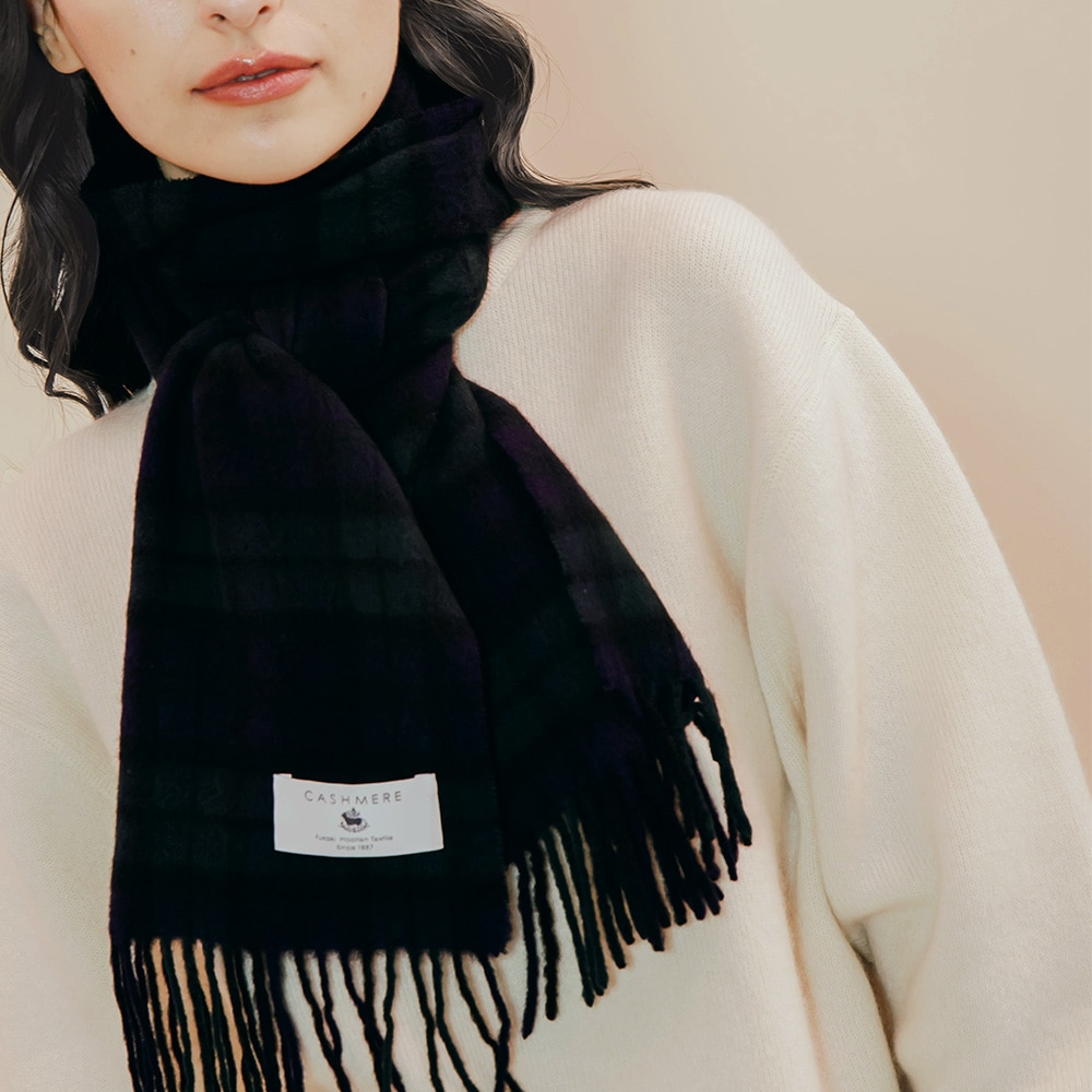 カシミヤ100％ チェックミニマフラー | Muffler | FUKAKINET