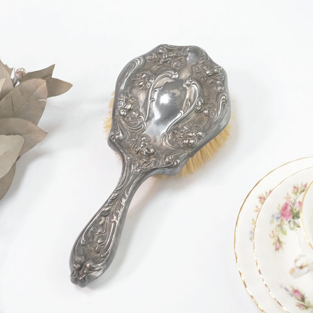 アンティーク シルバープレートヘアブラシヴィクトリアン イギリス1900