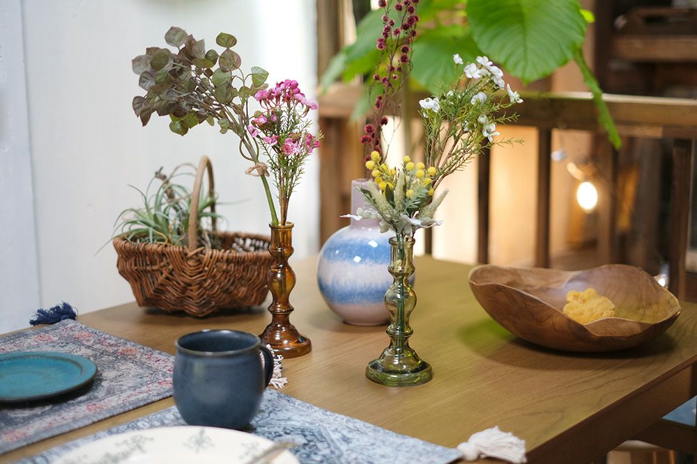 吹きガラス 花瓶 ブルー×ホワイト 約30cm イタリアアート 花器