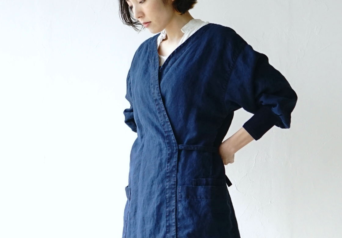 Kapok 割烹着2way ハウスワーキングコート1rd 濃紺 未使用
