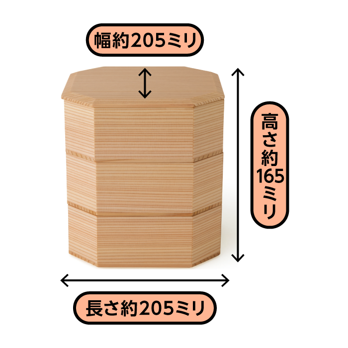 隅切三段重（内朱） - 大館工芸社