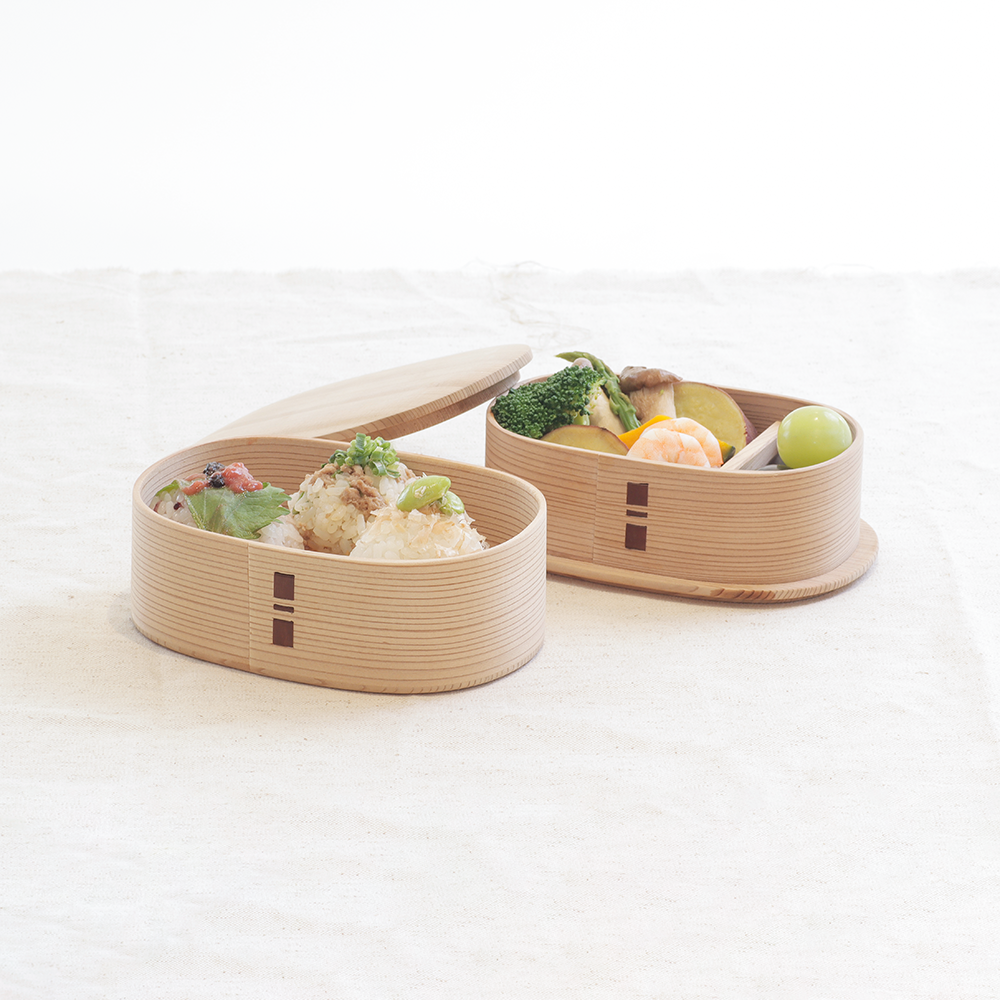 白木 漆 つくし弁当箱 入れ子 被せ蓋 | 柴田慶信商店 秋田県大館市