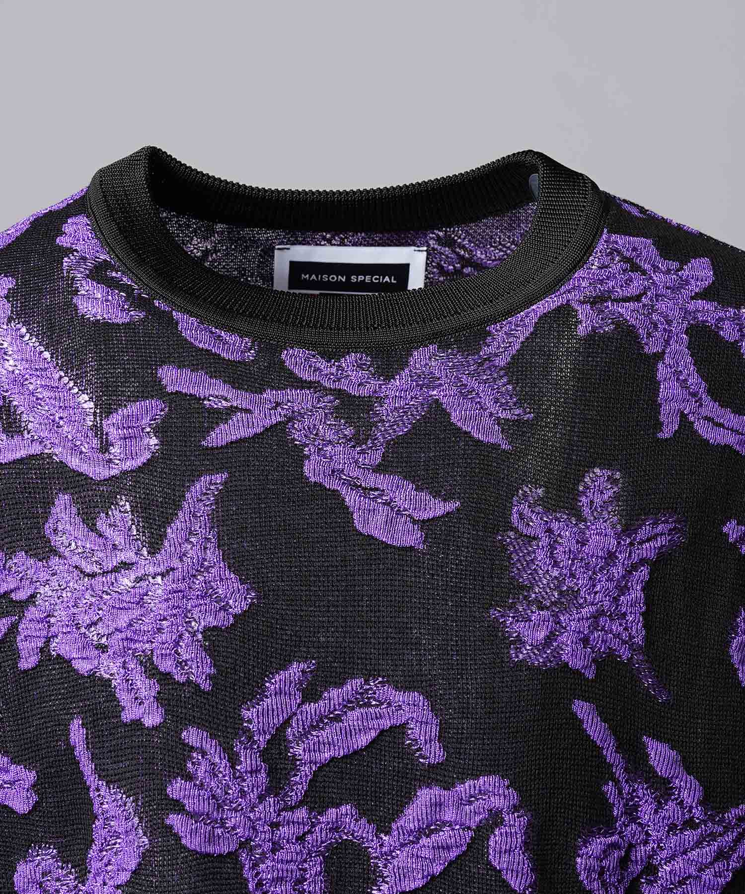 Prime-Over Flower blister Short Sleeve Crew Neck Knit T-Shirt