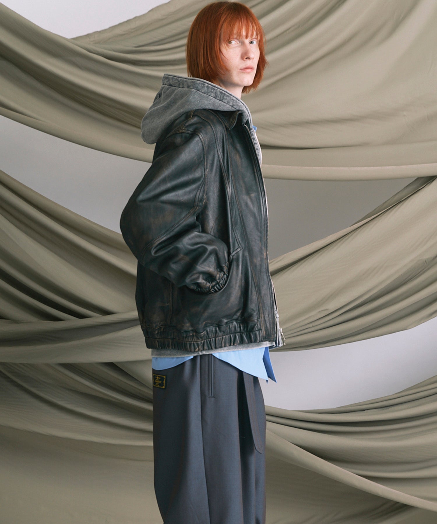 Sheep Leather Single Collard Blouson