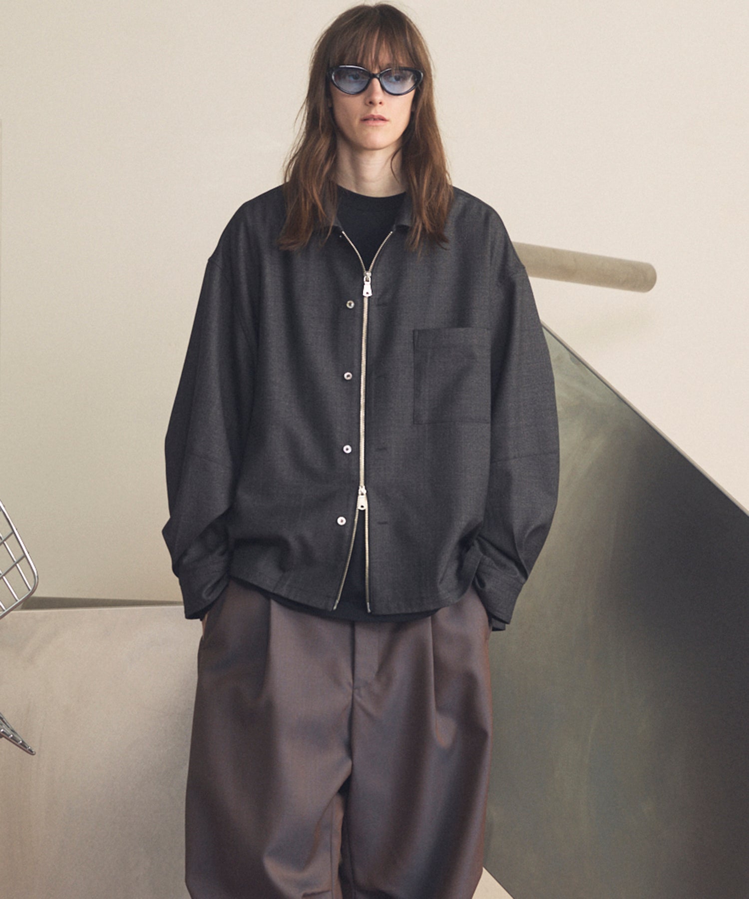 26SS PRE-ORDER】NISHIKAWA KEORI Prime-Over Wool ZIP Shirt