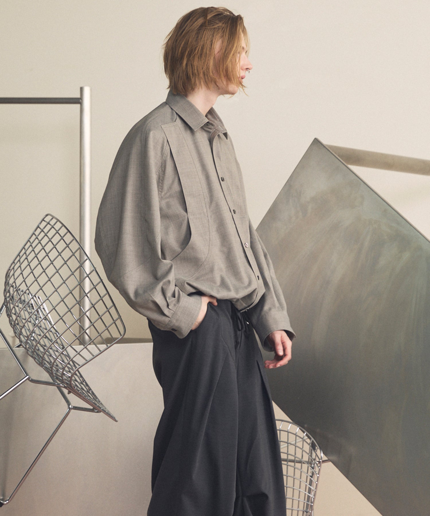 26SS PRE-ORDER】NISHIKAWA KEORI Prime-Over Wool Curve Shirt