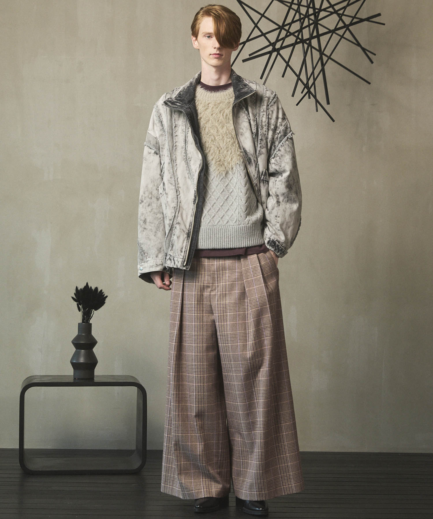 Cable Shaggy Mix Prime-Over Crew Neck Knit Pullover