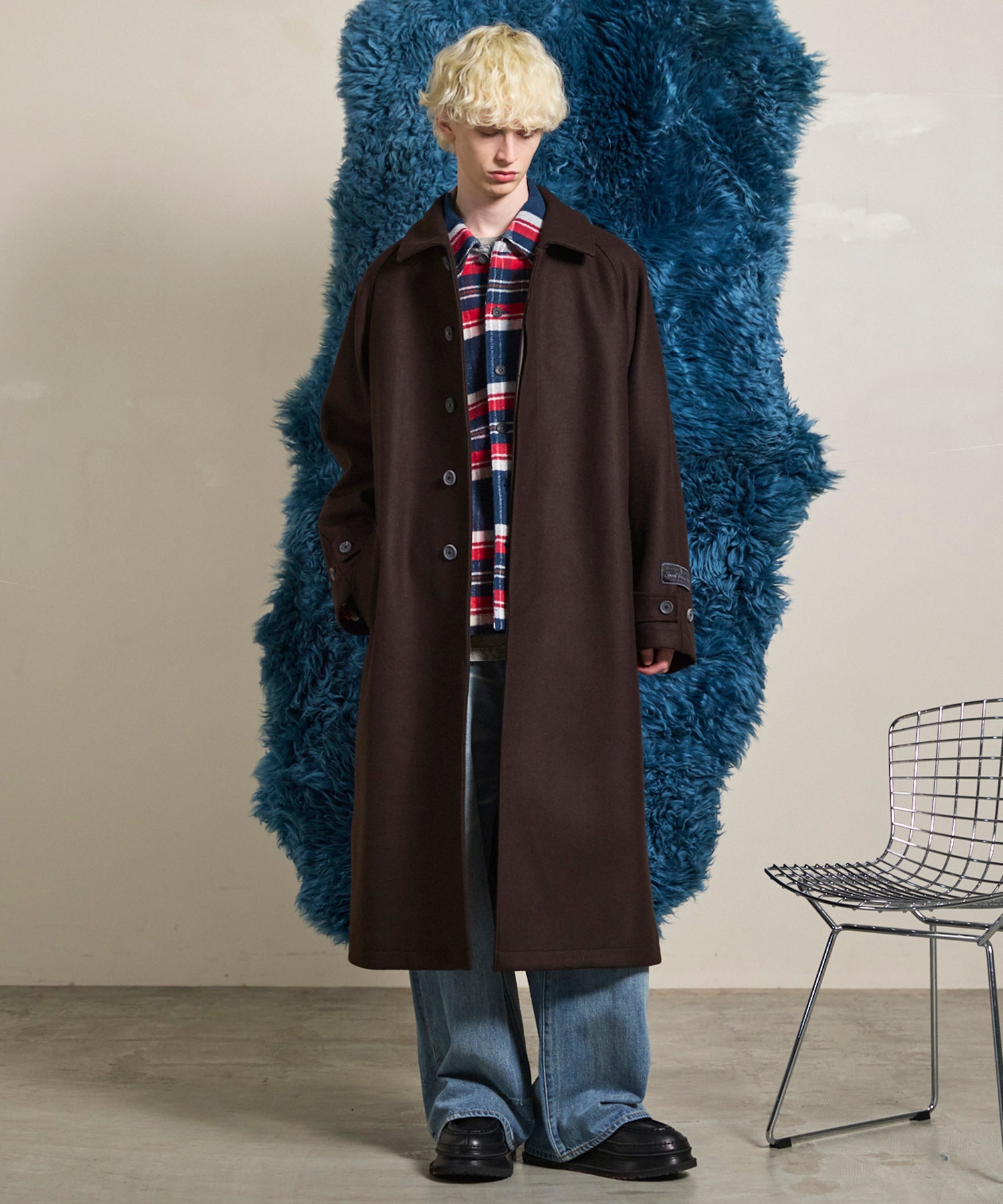 Super140s Prime-Over Melton Balmachan Coat
