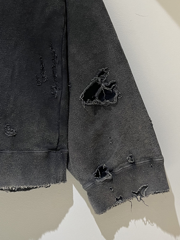 ANCELLM（アンセルム） Crash Uneven Over Sweat Shirt（クラッシュ