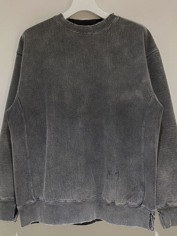 ANCELLM（アンセルム） ダメージスウェットシャツ ライトブラック - margin