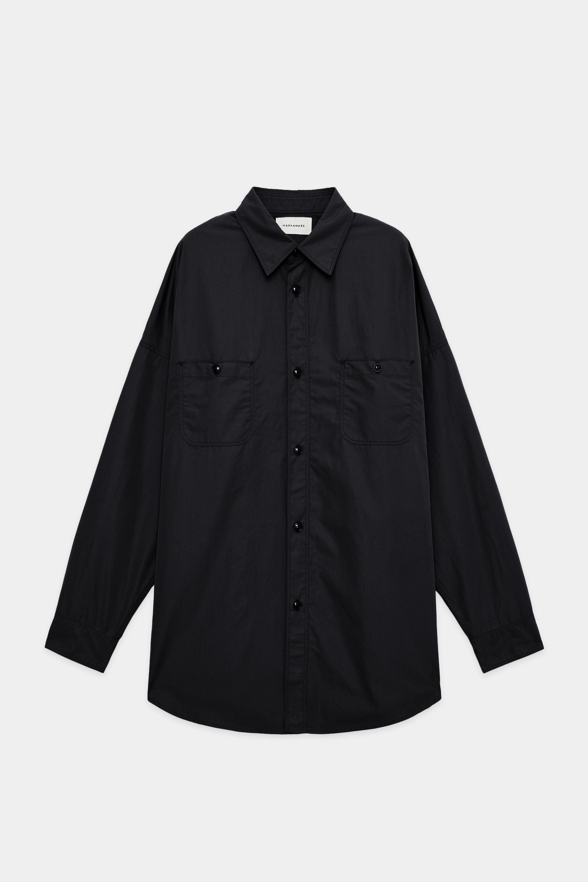 120/2オールウェザークロス / ロングテントシャツ, Black – MARKAWARE