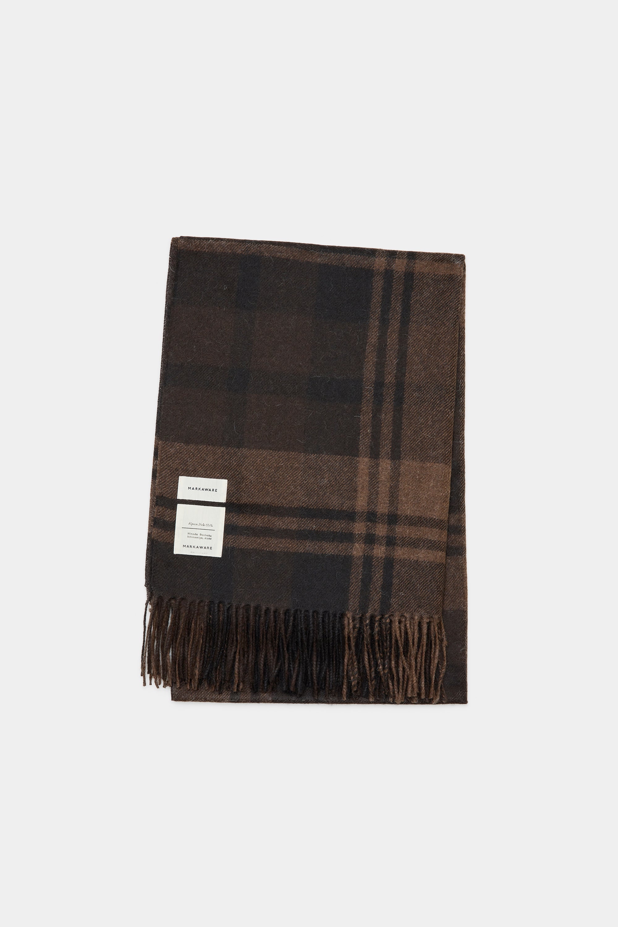 ナチュラルブラック/ベビーアルパカ / アルパカストール, Brown Plaid
