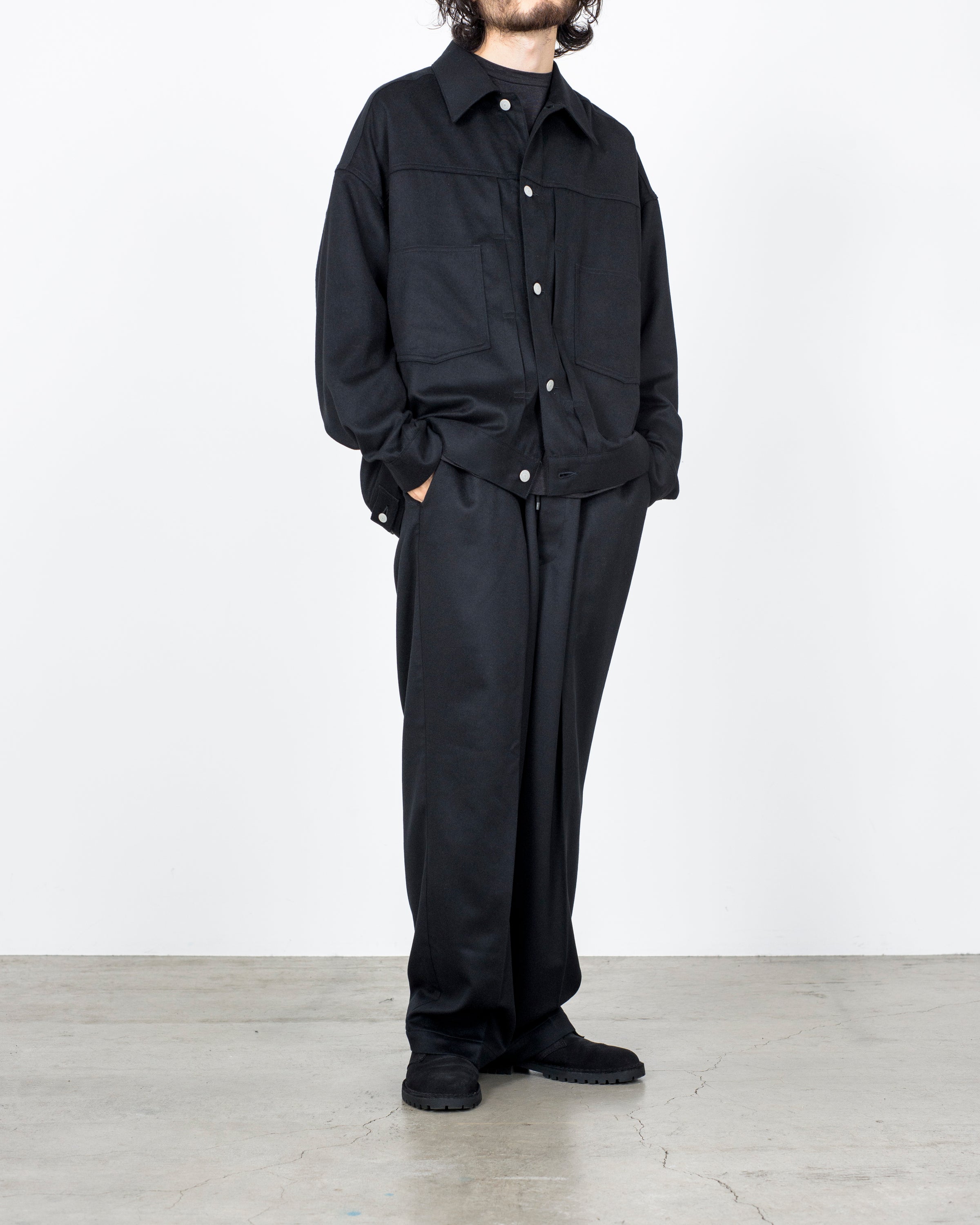 CASHMERE FLANNEL MINER JACKET ,Black – MARKAWARE