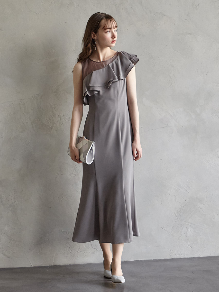 WEB/Aimer Acret店限定】アシンメトリーフリルマーメイドラインドレス