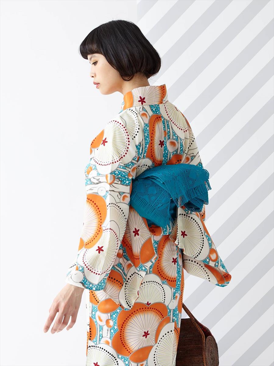 美品】ふりふ レース 半巾帯 ターコイズ ラスト1点】半巾帯「レース