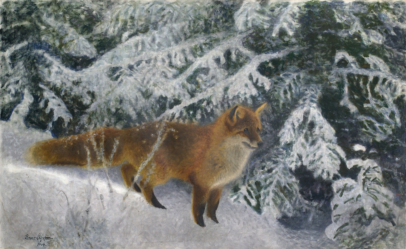 Fox in Winter - Artvee