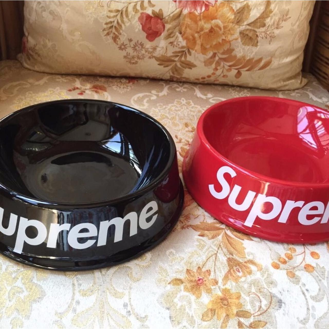 Supreme Dog Bowl Hypebeast Dog Red and Black | Depop
