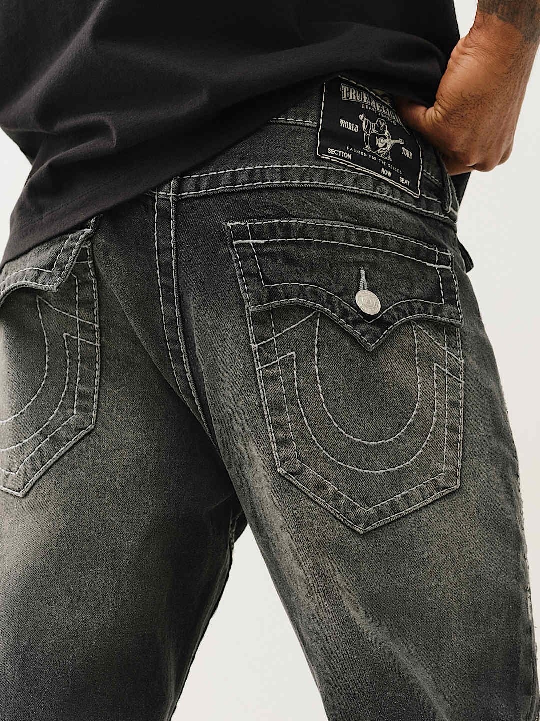 BILLY DISTRESSED BIG T FLAP BOOTCUT JEAN