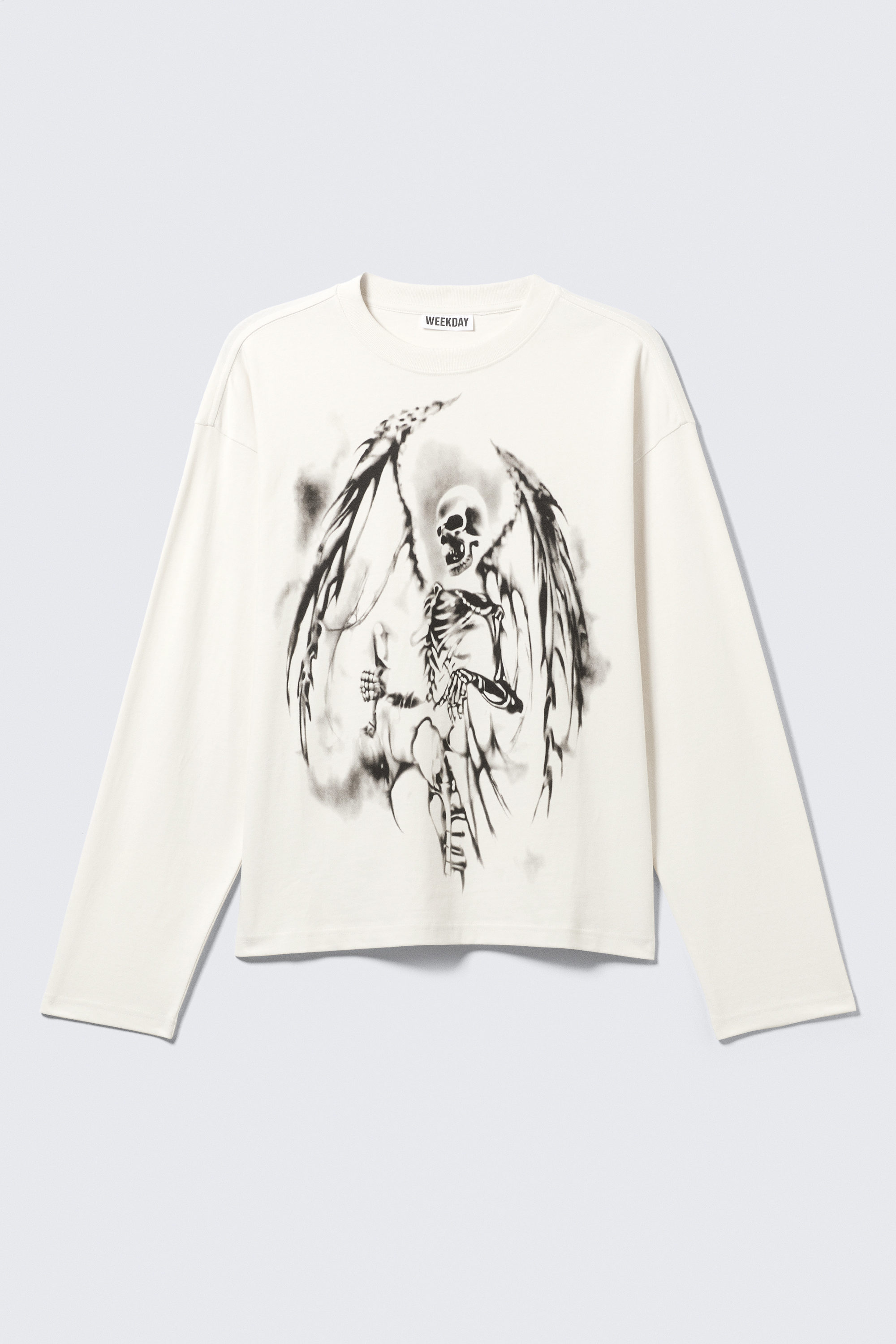 great boxy graphic long sleeve t-shirt - White - Skeleton Angel