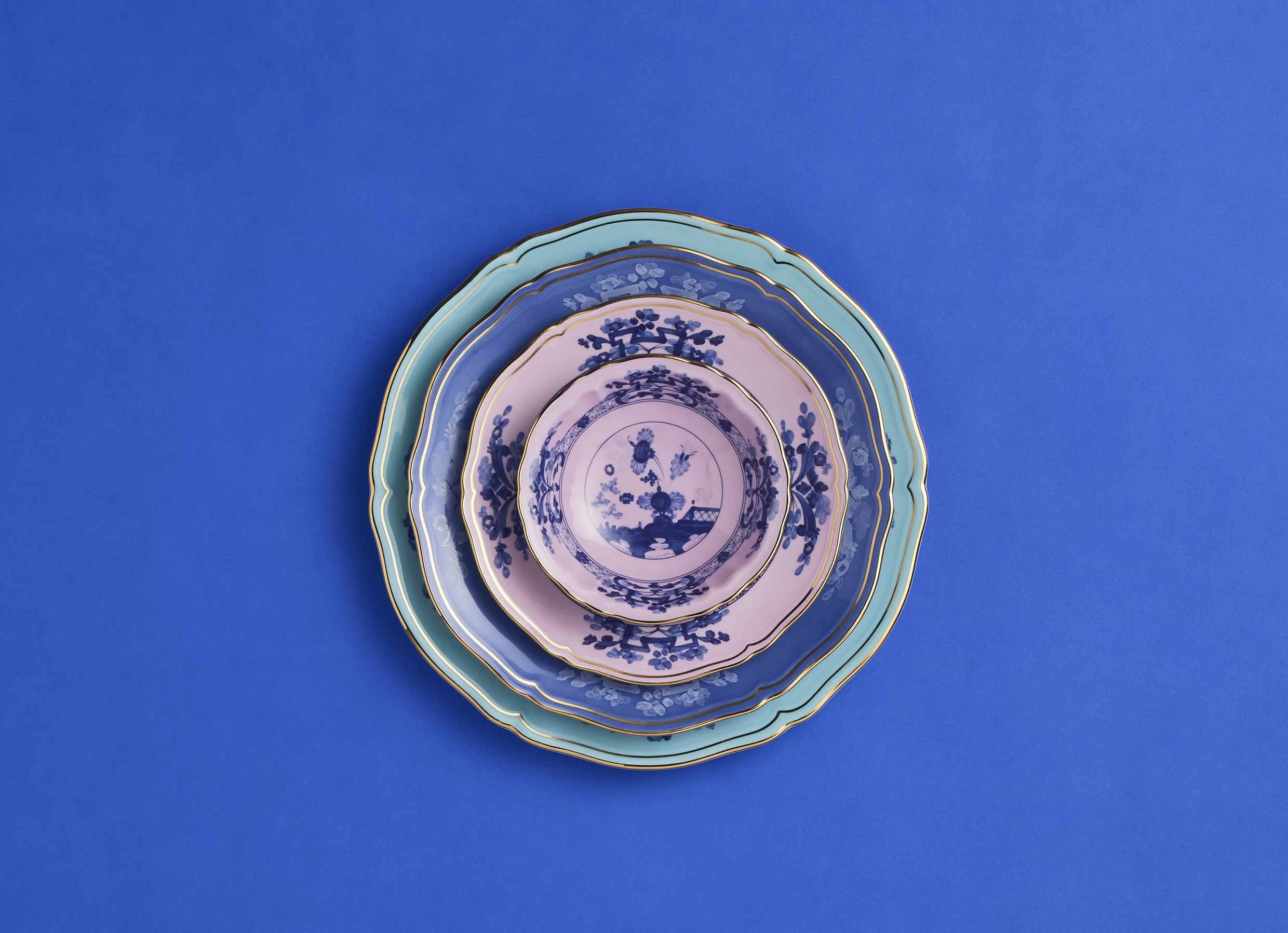 Porcelain plates set for two | Waveside Chill | GINORI 1735