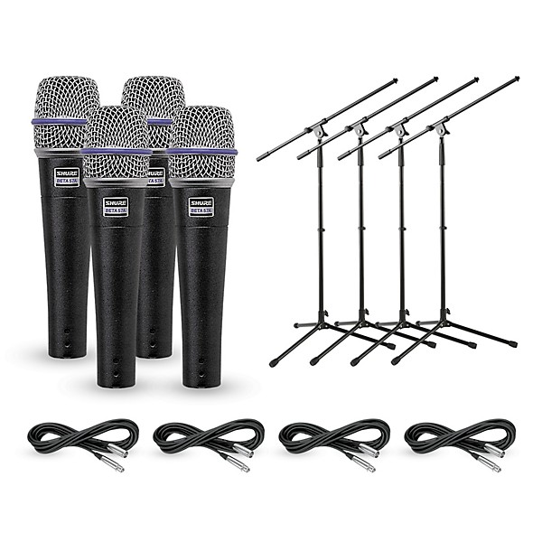 Shure BETA 57A Dynamic Mic With Cable and Stand 4-Pack | Guitar Center
