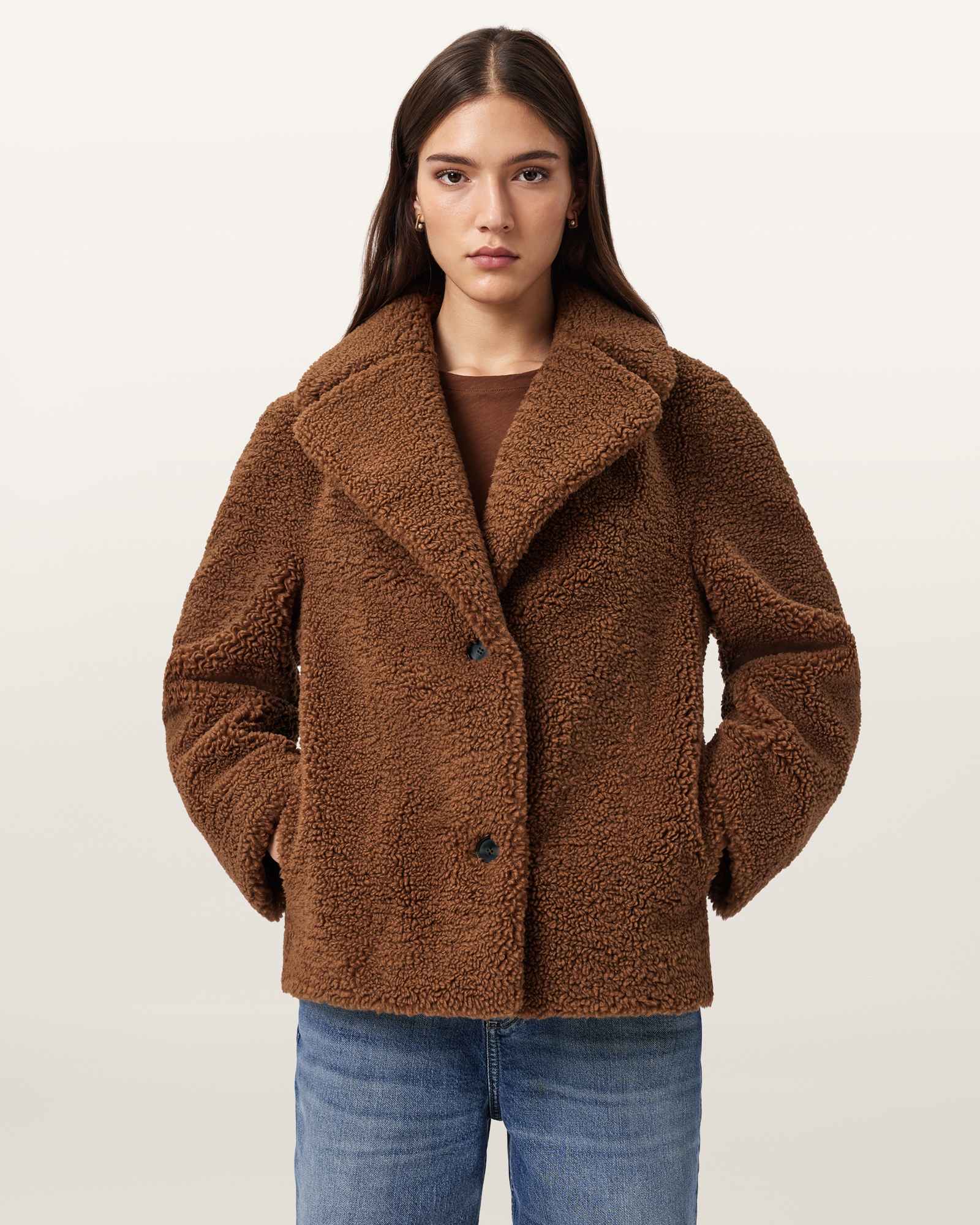 Eddie Faux Teddy Jacket COGNAC BROWN | ALLSAINTS US