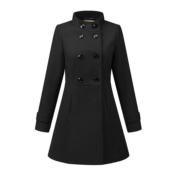 Women's Stand Collar Long Sleeves Double Breasted Trendy Winter Coat