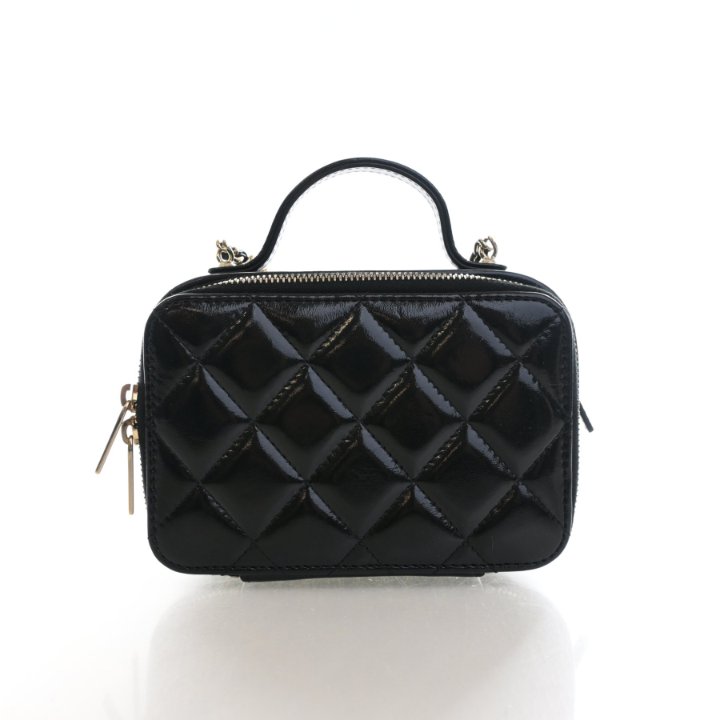 Chanel Double Zip CC Vanity Case Mini Handbag - Black Glazed