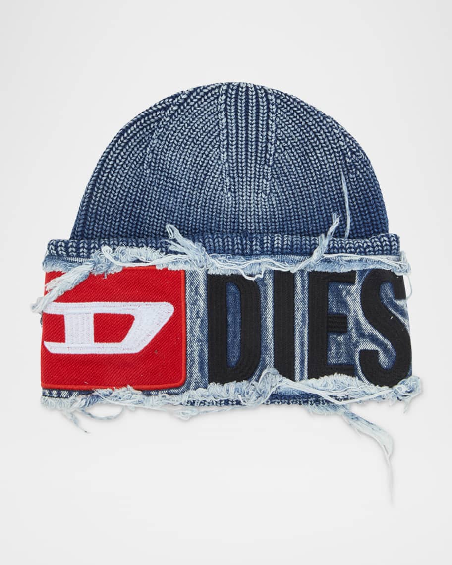 Diesel Men's K-Frok Frayed Logo Beanie Hat | Neiman Marcus