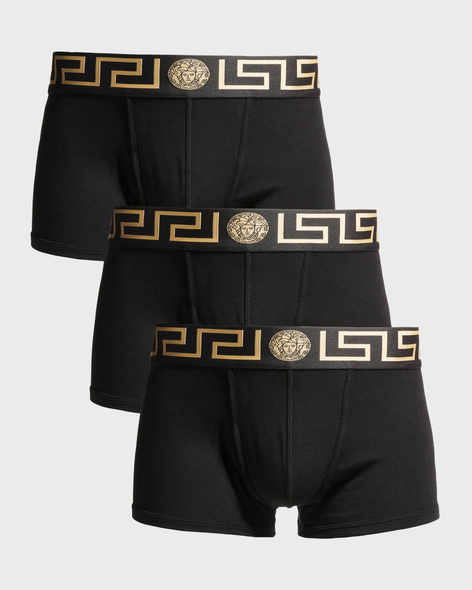 Versace Men's 3-Pack Low Rise Greca Trunk | Neiman Marcus