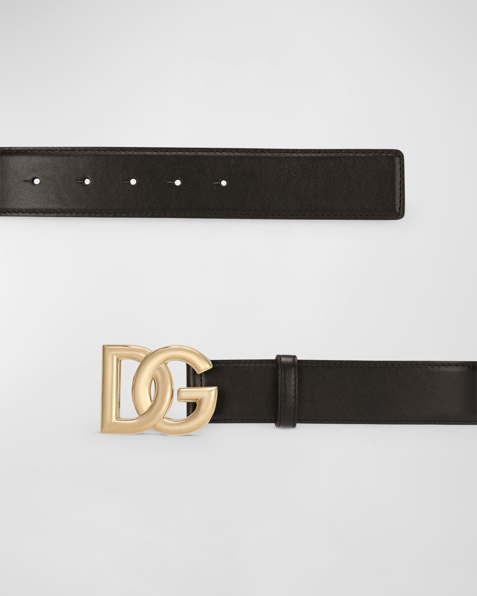 Dolce&Gabbana DG Logo Buckle Leather Belt | Neiman Marcus