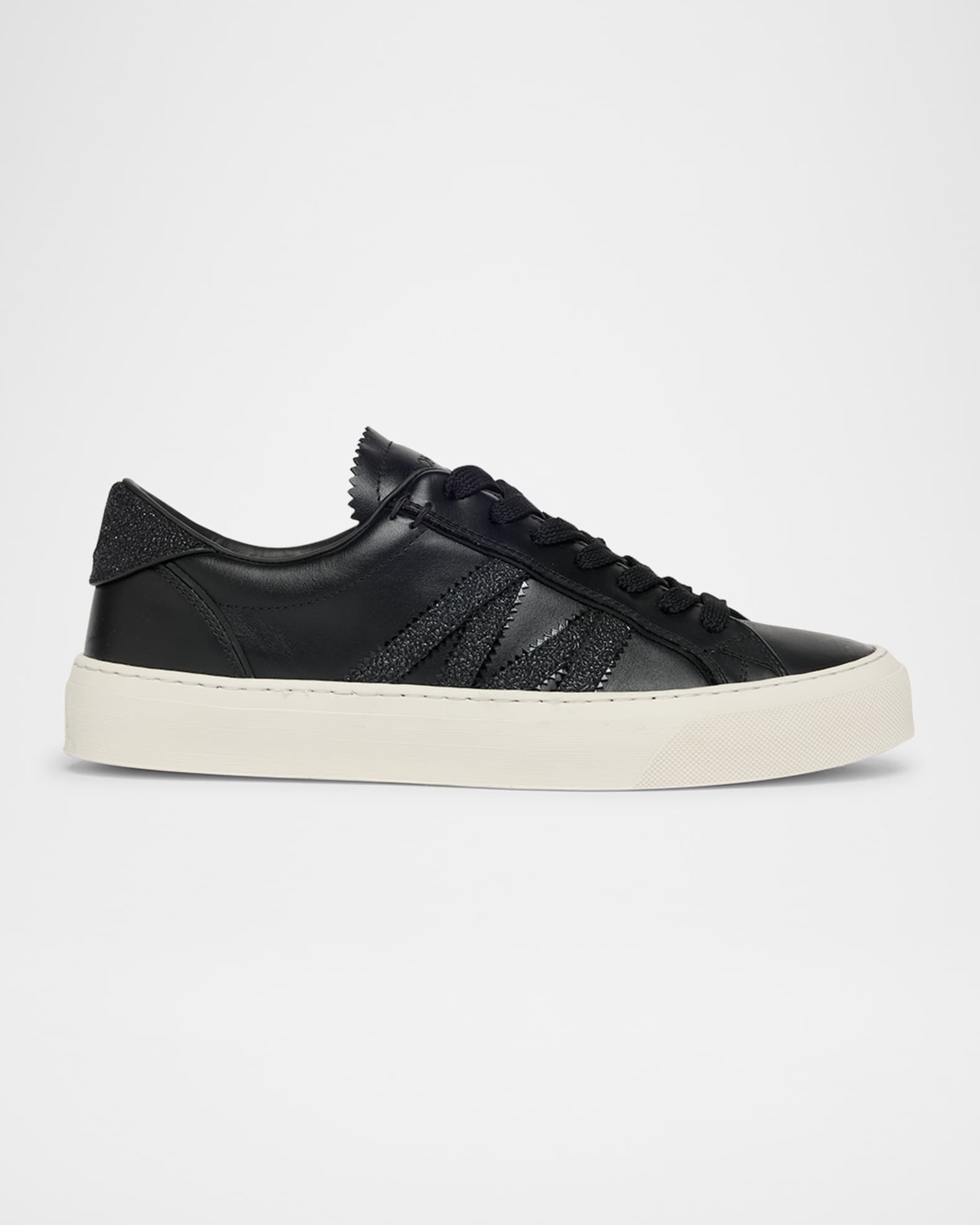 Moncler Monaco 2 Low-Top Glitter Leather Sneakers | Neiman Marcus