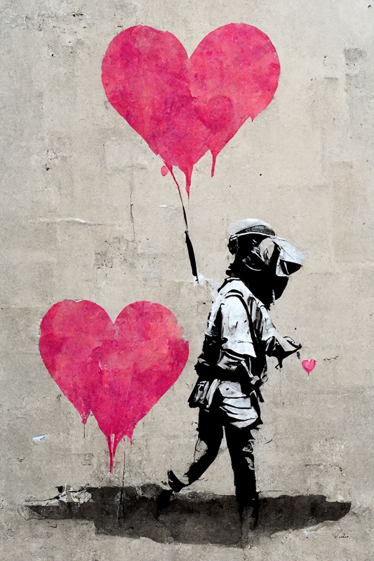 Hold by love x Banksy Poster von Decker Studios | Printler