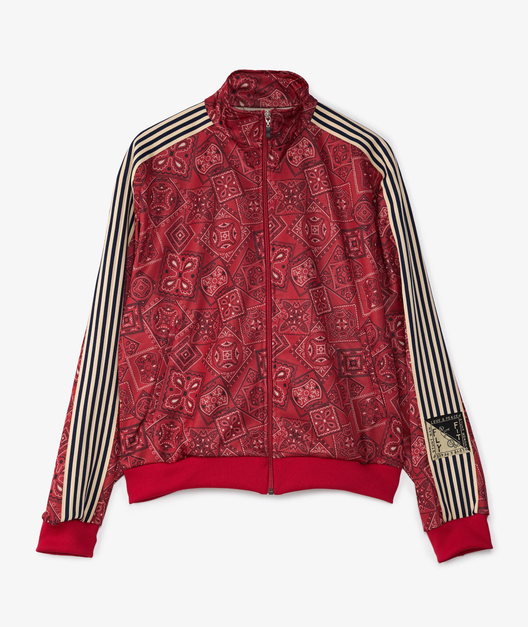 KAPITAL Smooth Jersey Cookie Bandana Track Jacket | Red | SVD USA