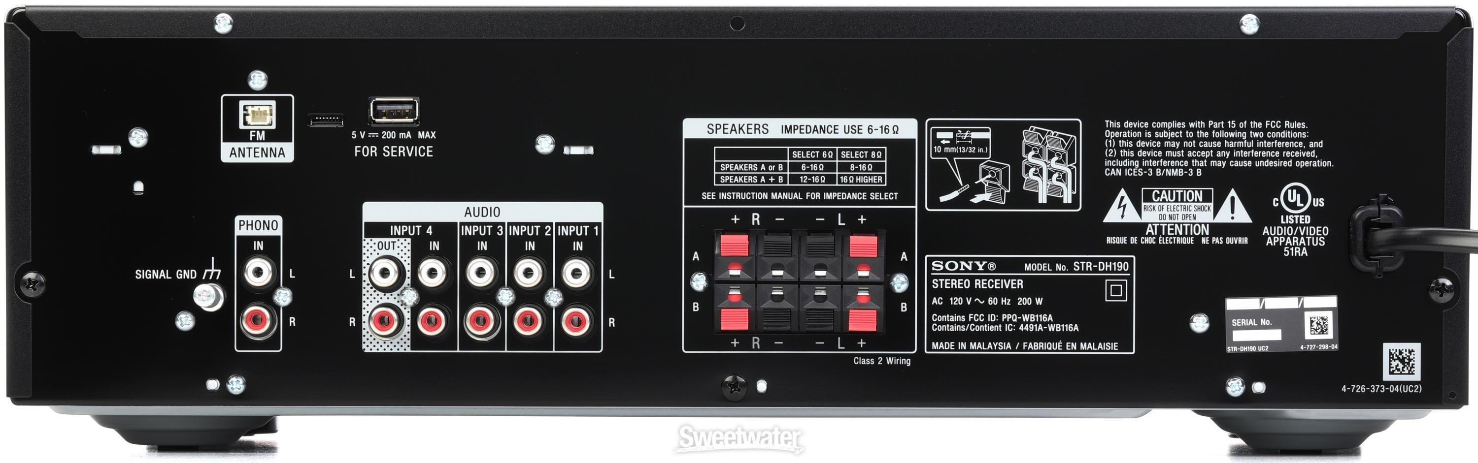Sony STR-DH190 Stereo Receiver | Sweetwater