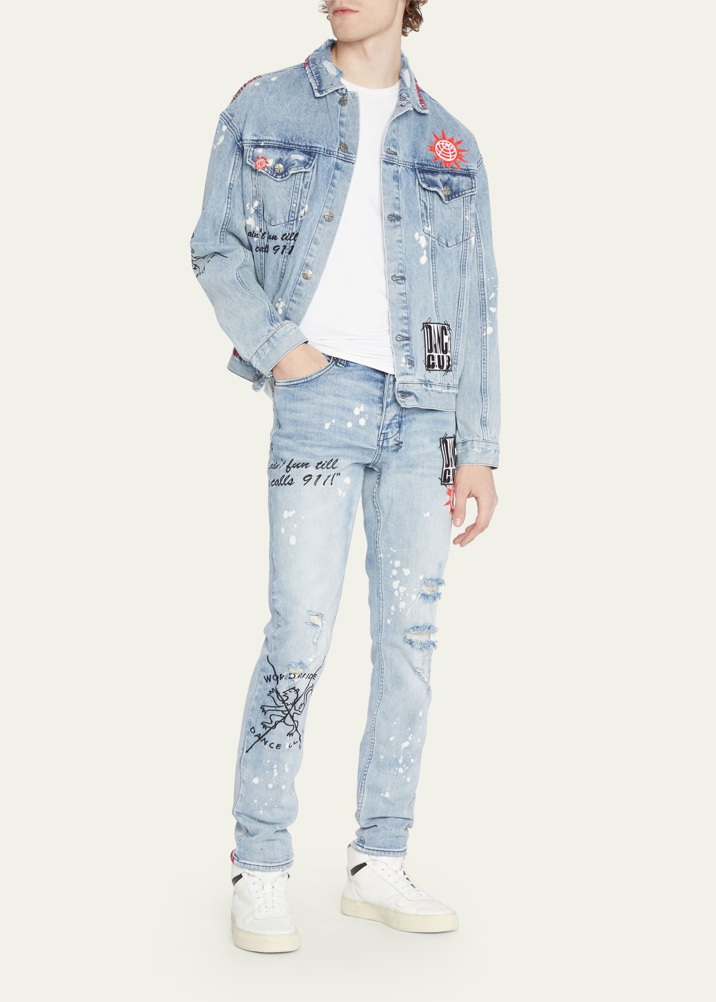 Ksubi Men's Chitch 911 Graphic Slim-Fit Jeans - Bergdorf Goodman
