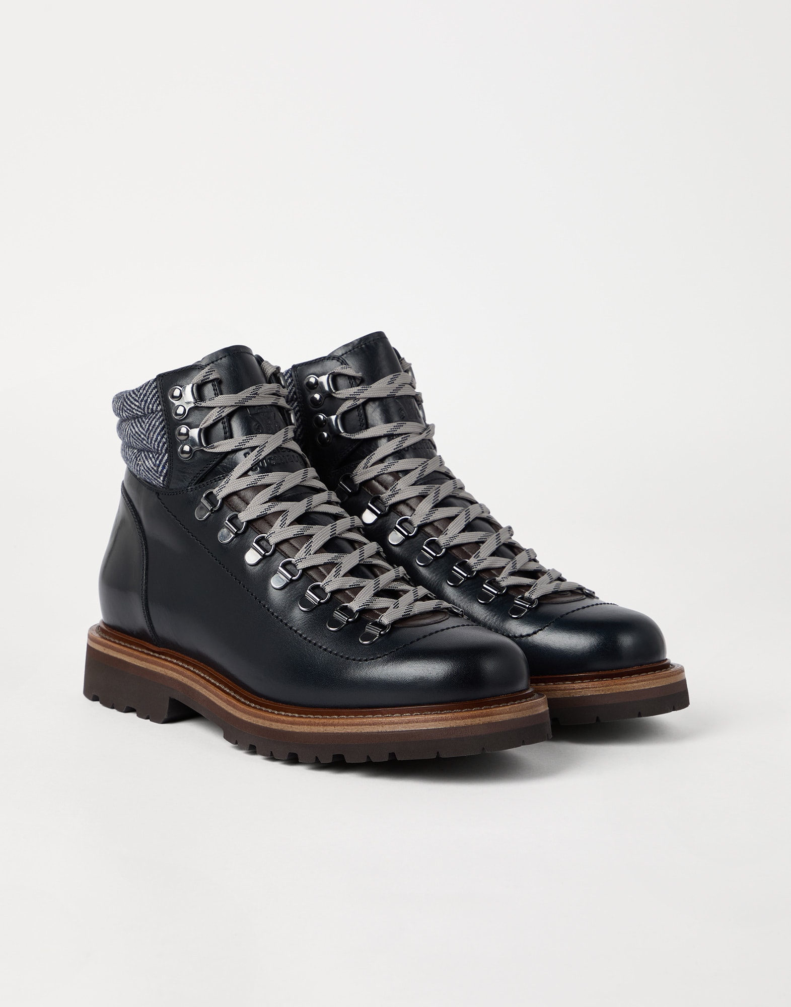 Calfskin boots for Man in Navy Blue | Brunello Cucinelli