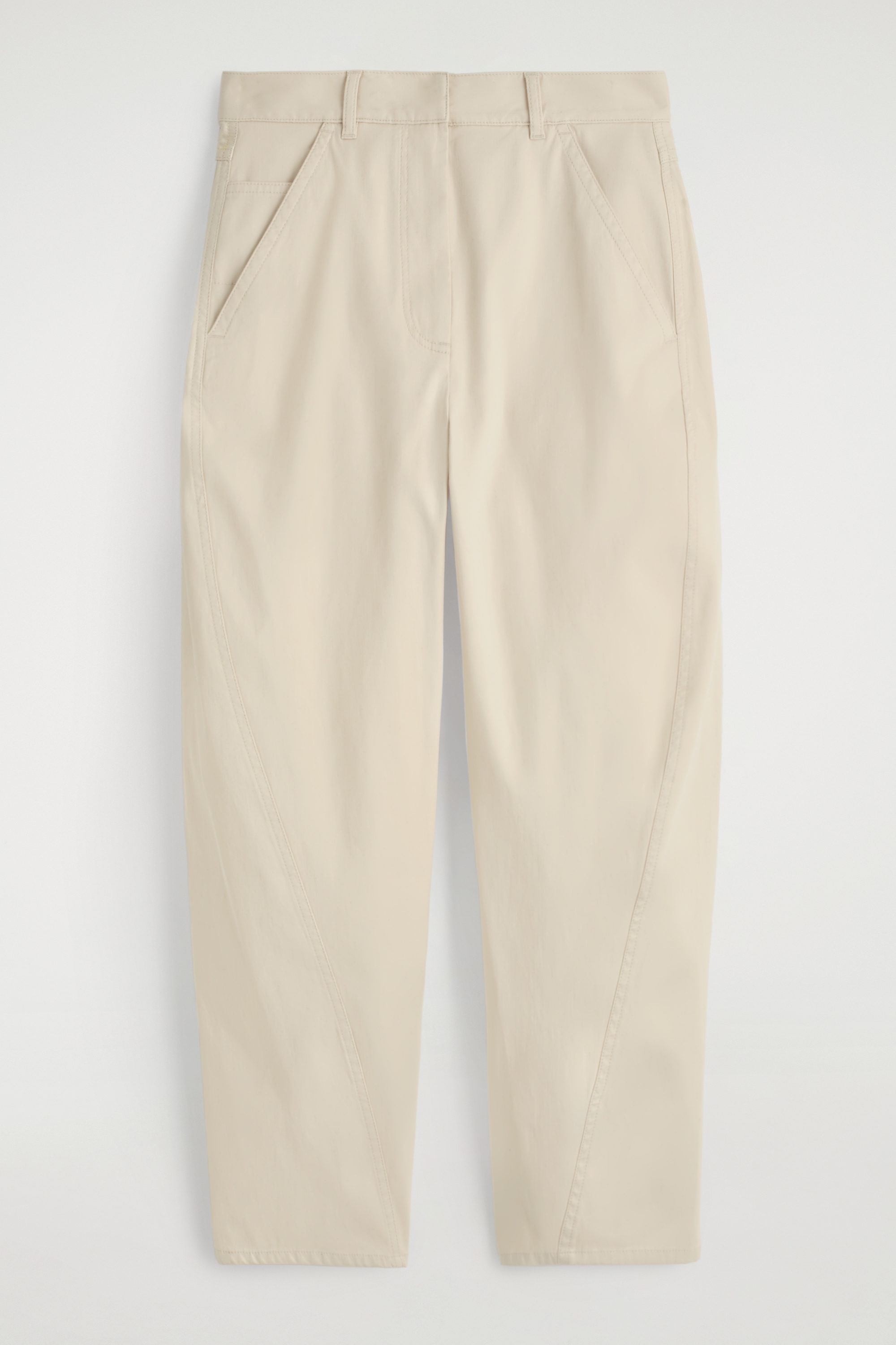 BARREL-LEG COTTON TROUSERS - OFF-WHITE | COS