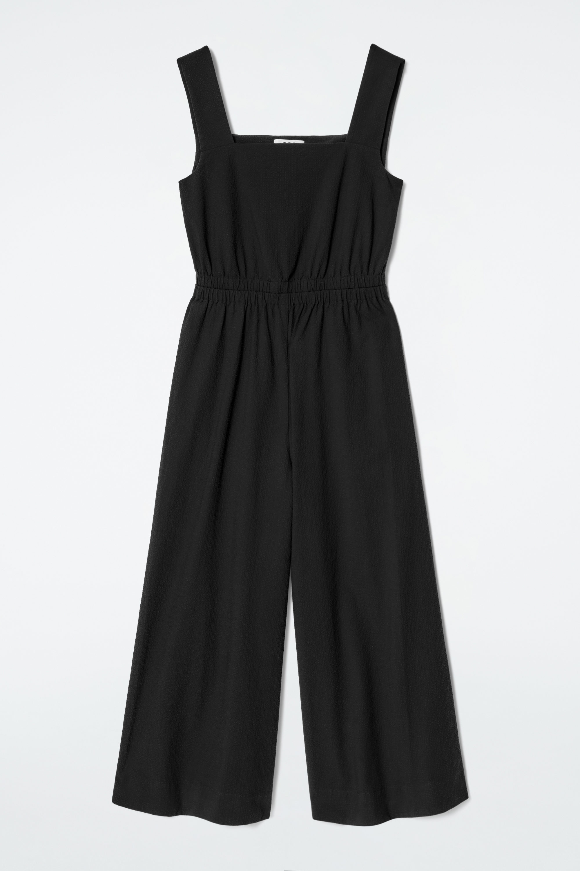 OPEN-BACK SEERSUCKER WIDE-LEG JUMPSUIT - BLACK | COS