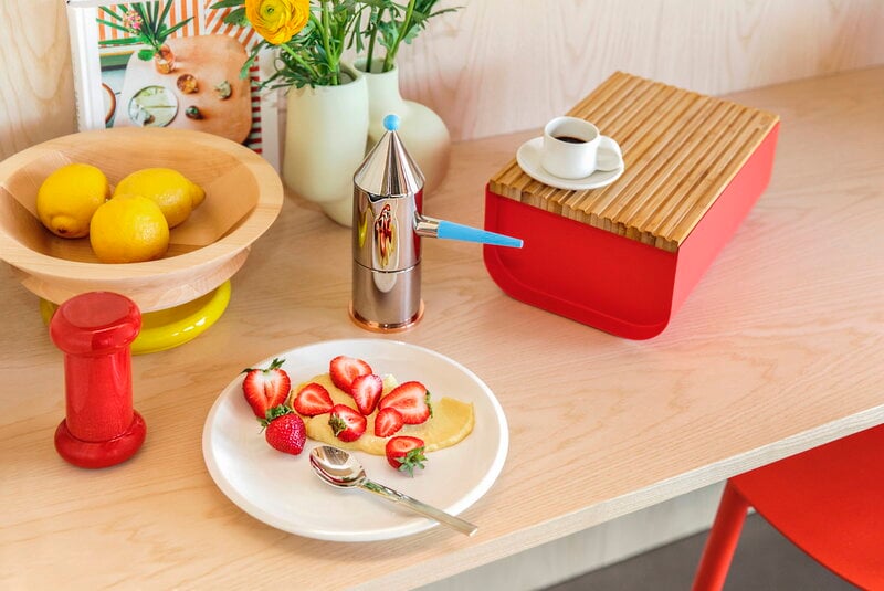 Alessi Mattina breadbox, red | Finnish Design Shop