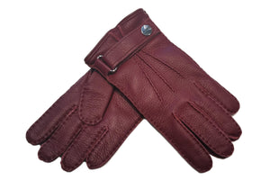 メンズ手袋◇ディアスキン◇ボルドー/BORDEAUX《ベルトタイプ