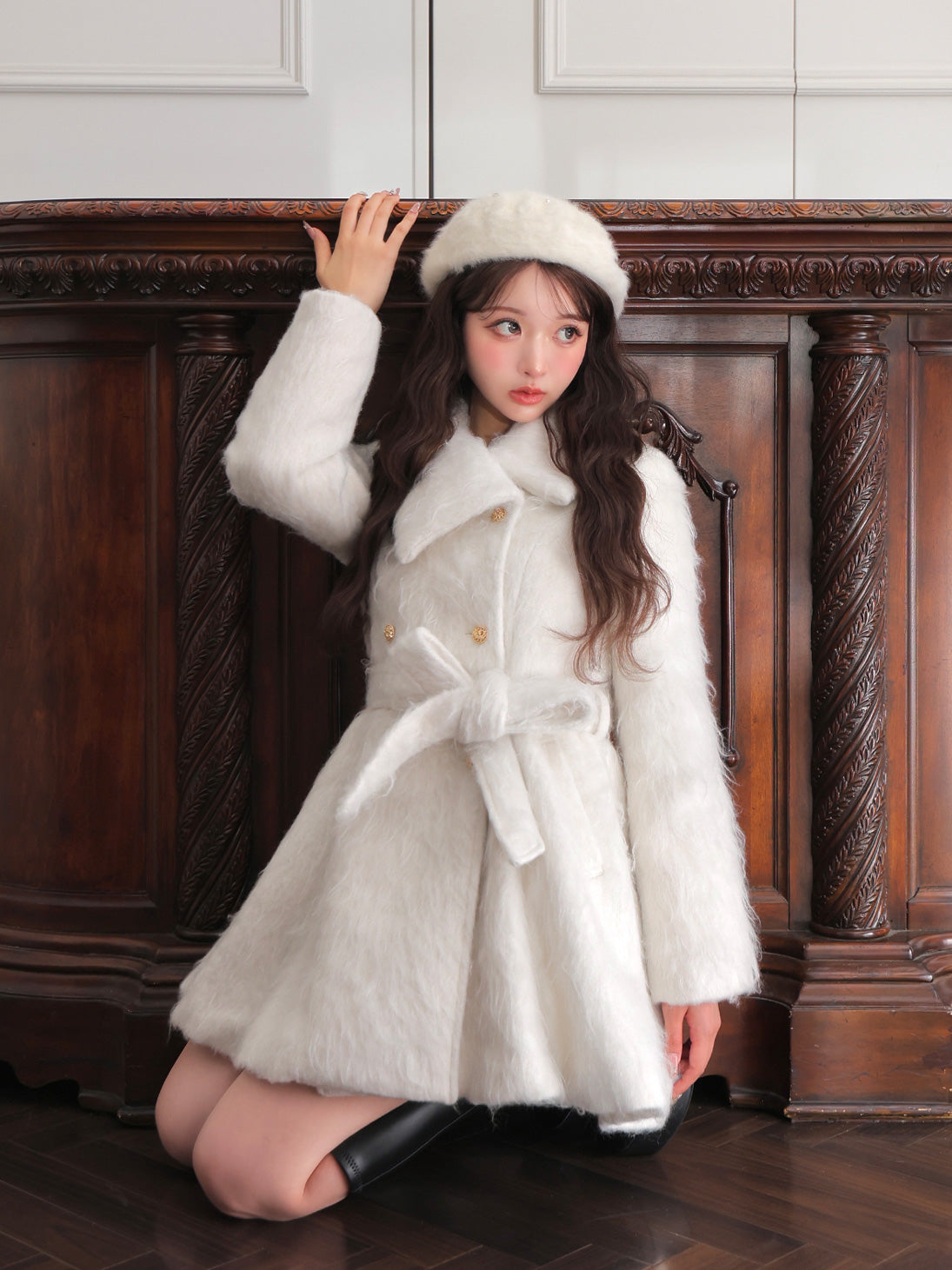 Shaggy belted coat(eme10779) – M me eme