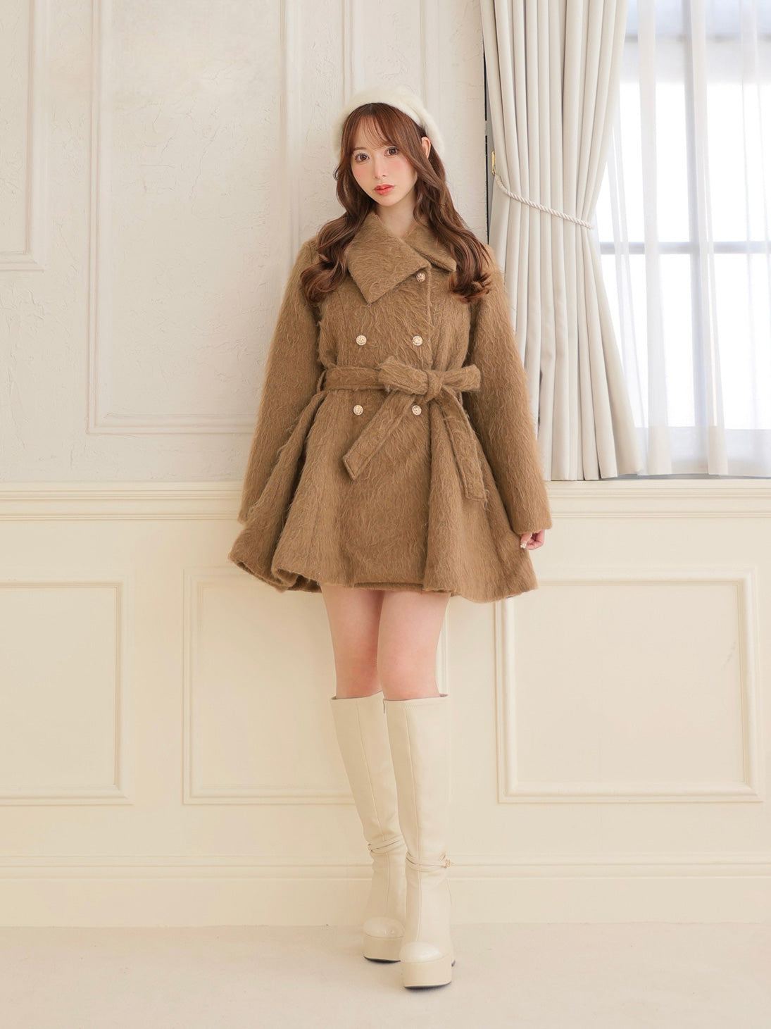 Shaggy belted coat(eme10779) – M me eme