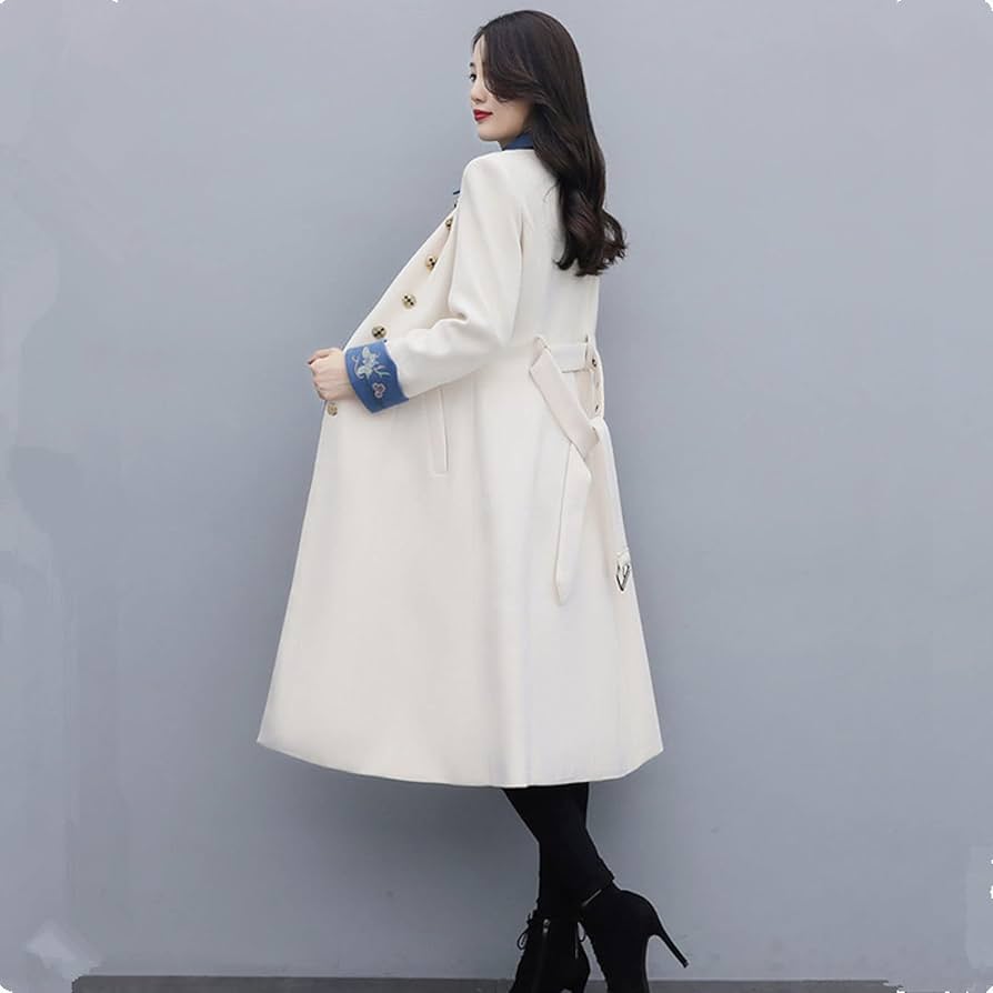Winter Coat Single-Breasted Women's - Elegant Vintag Embroidery