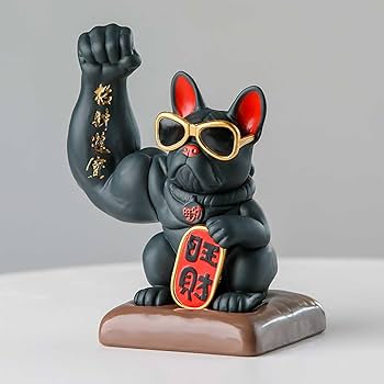 Amazon.co.jp: [AiO JAPAN] 風水 置物 招き犬 ブルドッグ マッスル