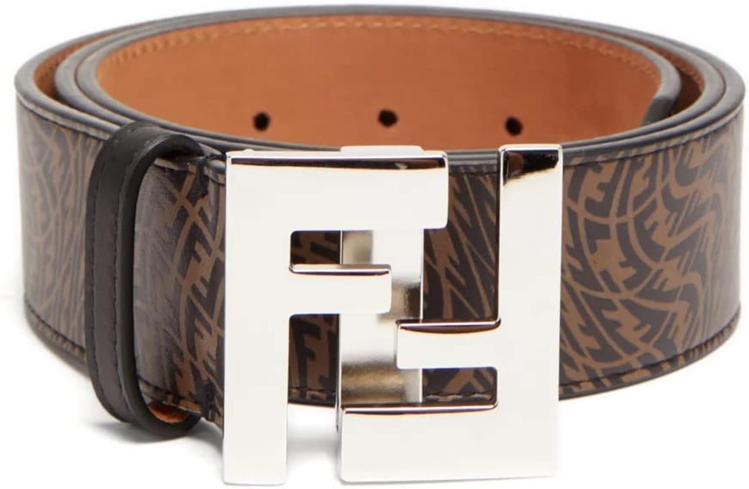 Amazon.com: FENDI x Sarah Coleman FF Vertigo Brown Leather Belt 85