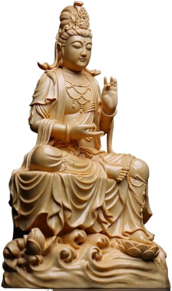 Amazon｜桧木製 仏像 観音様 30cm 観音菩薩 観音像 観世音菩薩 観自在