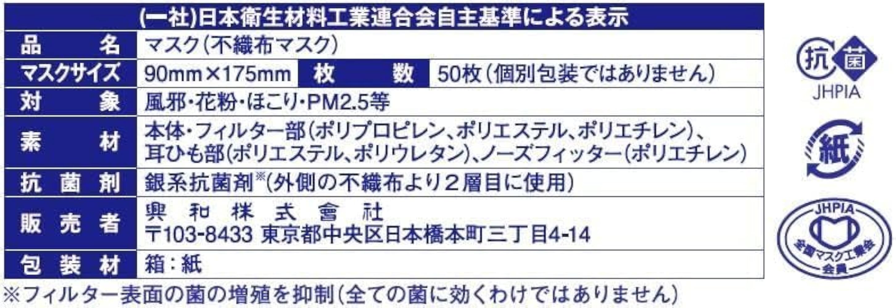 Amazon.co.jp: 【50枚入り×3箱】(興和) 純日本製 不織布マスク