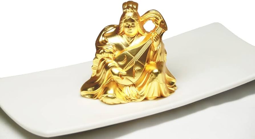 Amazon｜好運 金色 弁天像 (寿台座 ＆ 化粧箱 付) 24K 純金メッキ